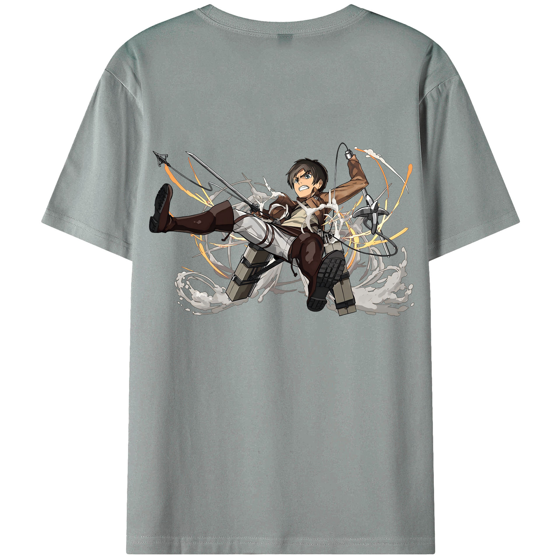 （画像用） 進撃の巨人 エレン･イェーガー Attack on Titan Eren Jäger 綿100％ メンズ半袖Tシャツ（バックプリント） 通気性